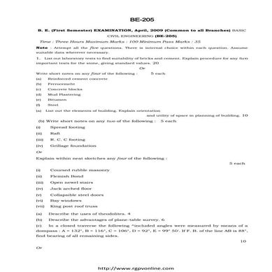 Be 205 basic civil engineering jun 09 (useful search)
