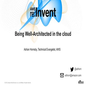 Being Well Architected in the Cloud