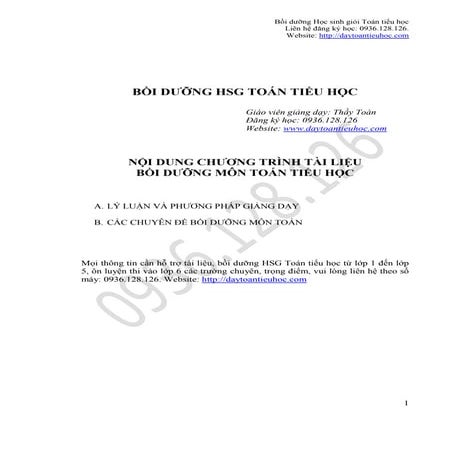 Bồi dưỡng học sinh giỏi Toán Tiểu Học