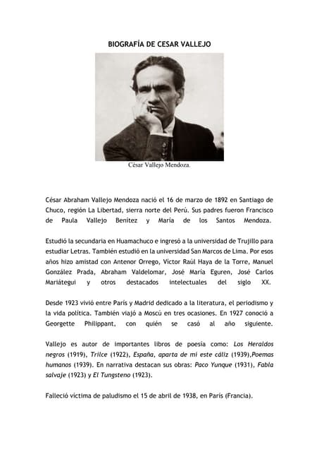 Biografía de cesar vallejo