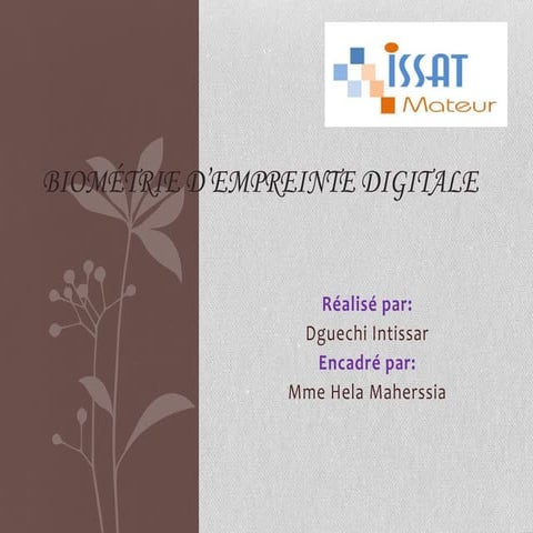 Biométrie d'Empreinte Digitale Power Point
