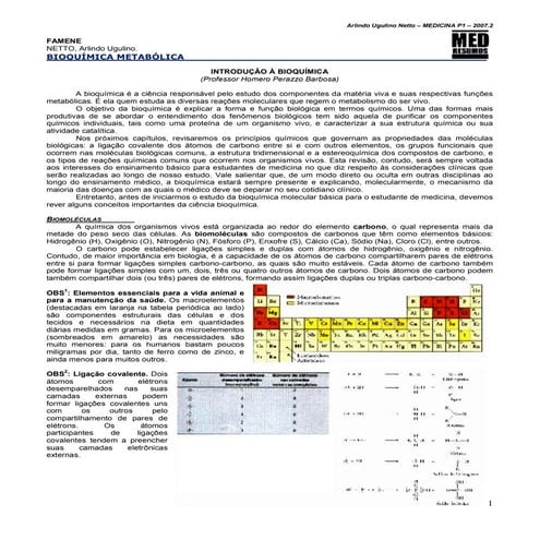 Bioquimica i 01   introdução