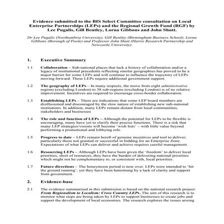 BIS LEPs and RGF inquiry   pugalis bentley gibbons shutt