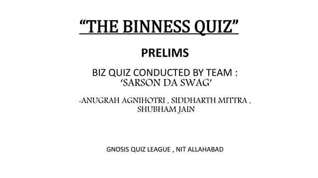 Business Quiz Prelims