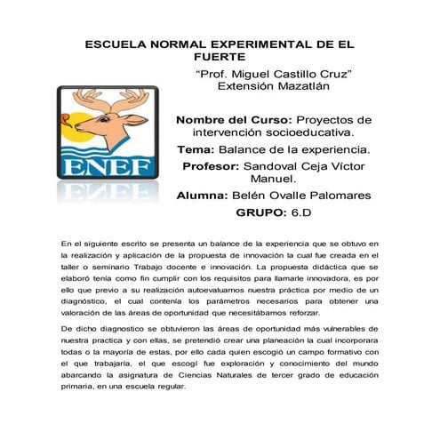 Blalance de experiencia