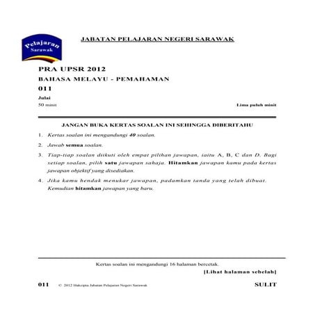 Bm pemahaman sarawak