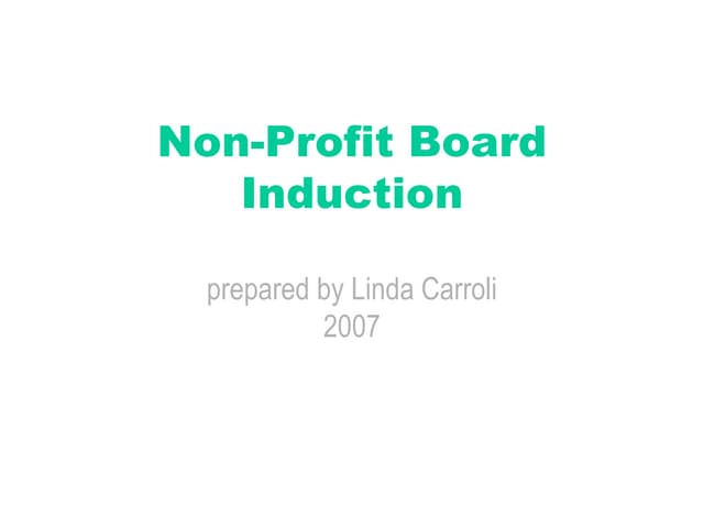Non-Profit Board Induction