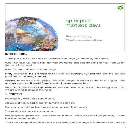 BP Bernard Looney- Opening statements week BP Week