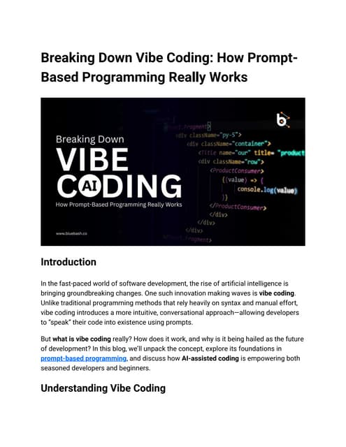 Prompt-Based Programming with Vibe Coding Explained | Bluebash