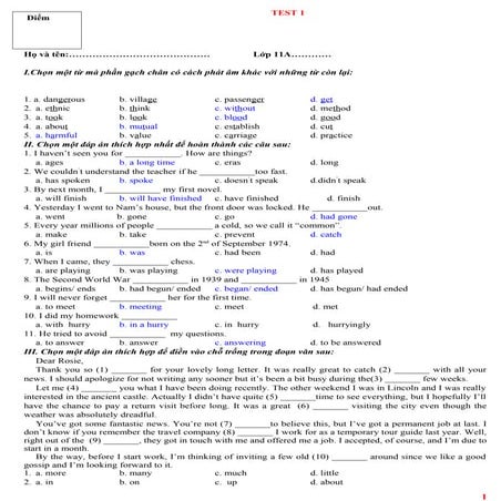 Bộ đề tiếng anh lớp 11