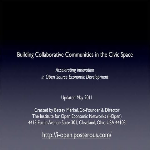 Building Community In The Civic Space-revitalizing communities in America.