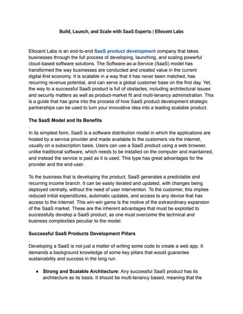 Build, Launch, and Scale with SaaS Experts  Ellocent Labs