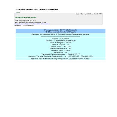 Bukti registrasi pajak