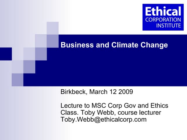 Business And Climate Change March 12 2009