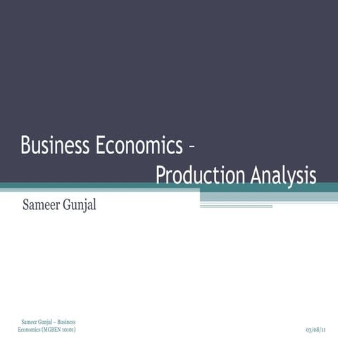 Business economics   production analysis
