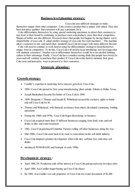 Business level planning strategy