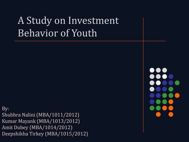 Investment Behavior Of Youth In India