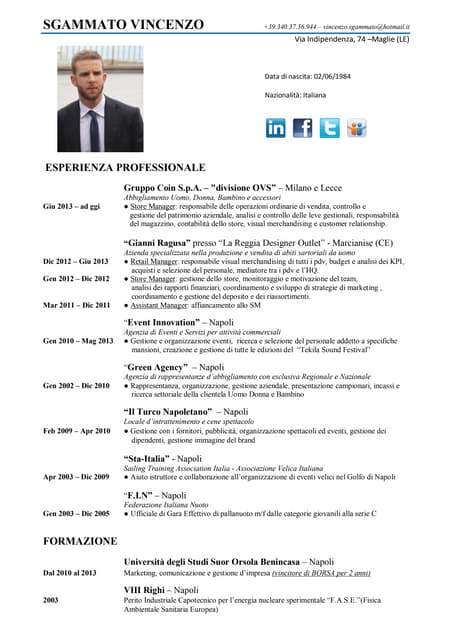 C.v. sgammato vincenzo