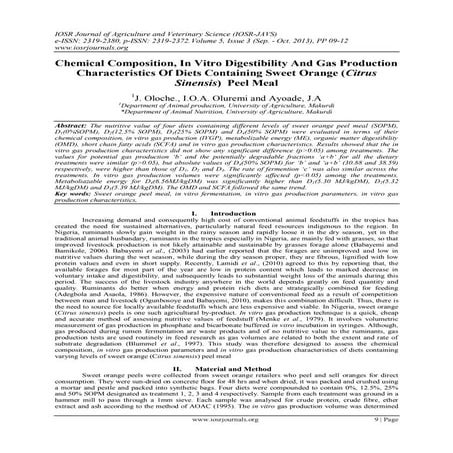 Chemical Composition, In Vitro Digestibility And Gas Production Characteristi...