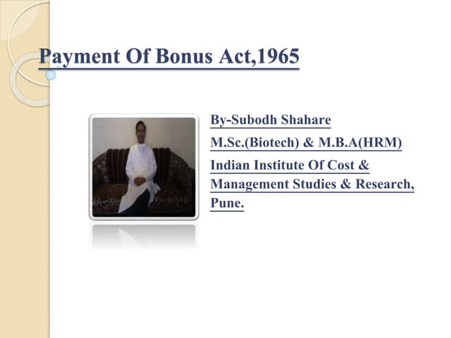 Payment Of Bonus Act,1965