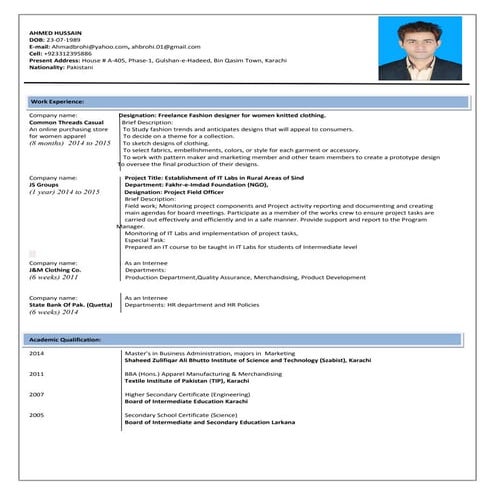 AHMED HUSSAIN CV 2