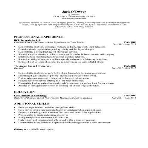 Jack O'Dwyer resume 