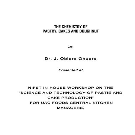 Cake chemistry, dr. onuora