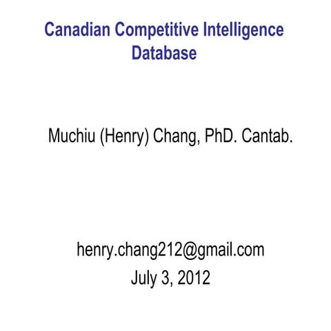 The Archived Canadian Patent Competitive Intelligence (2012/7/3)