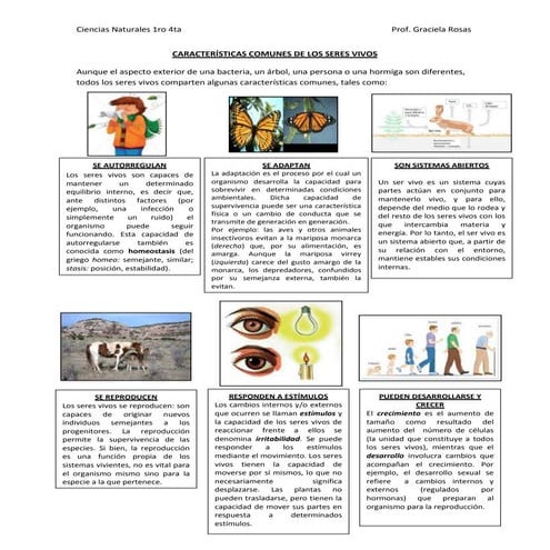 Caracteristicas comunes de los seres vivos