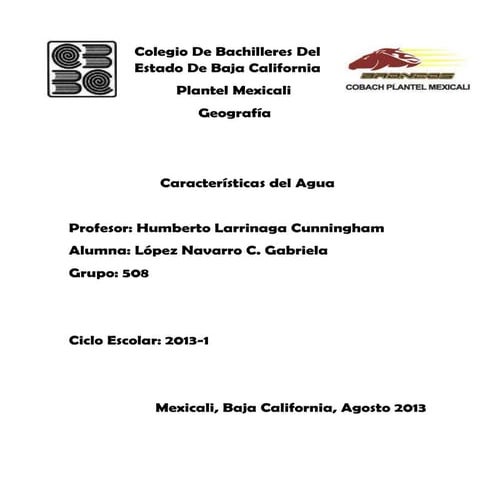 Caracteristicas del agua