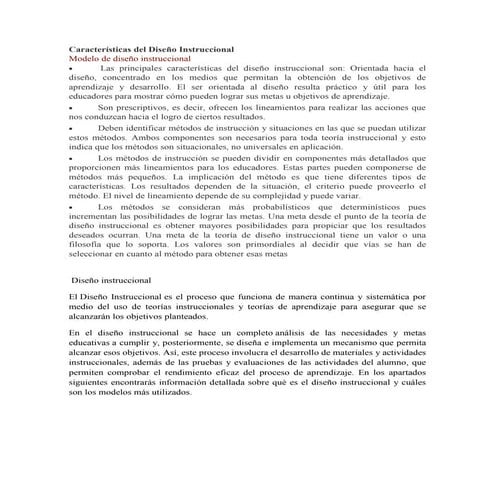 Características del diseño instruccional