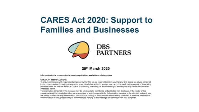 CARES ACT - Economic Relief to Families and Businesses