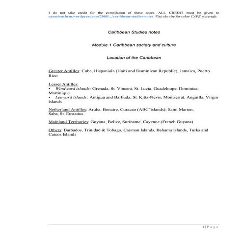 Caribbenstudiesnotes