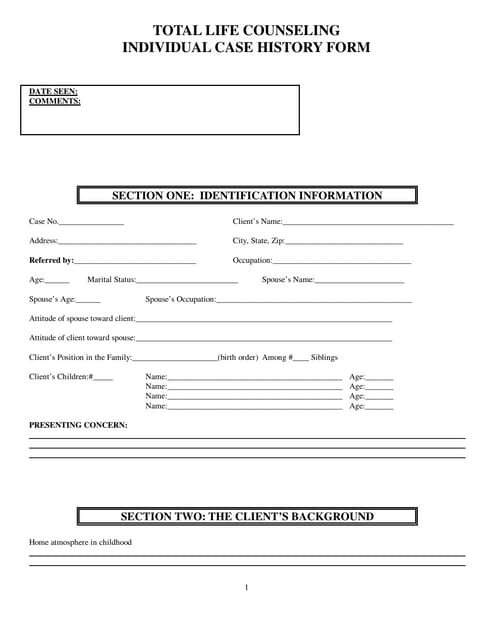 Case history form