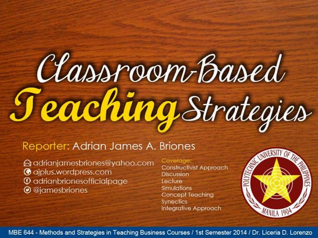 Classroom-Based Teaching Strategies