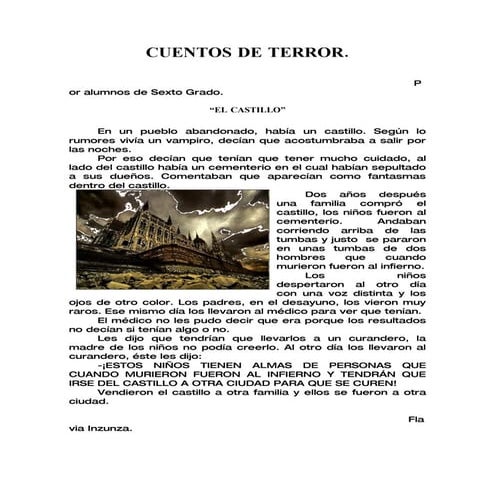 Cuentos de terror, Sexto Grado