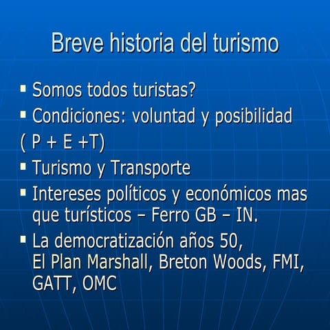 Breve historia del Turismo