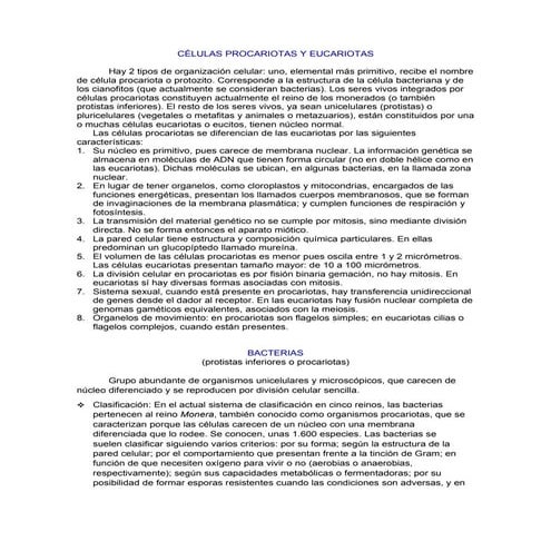 Celulas eucariotas y procariotas
