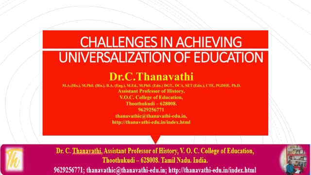 Challenges in achieving universalization of education