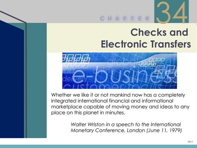 Chapter 34 – Checks and Electronic Transfers
