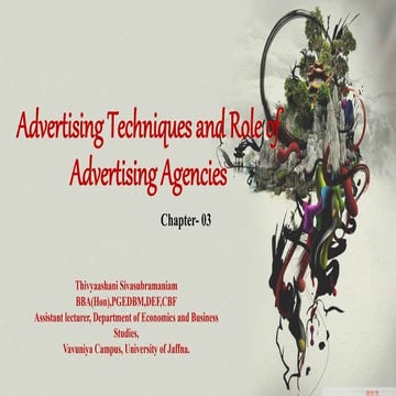  Advertising Techniques and Role of Advertising Agencies -Chapter 03
