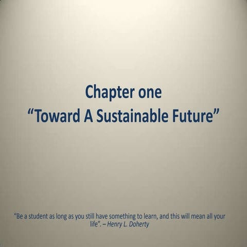 Towards a Sustainable Future.  