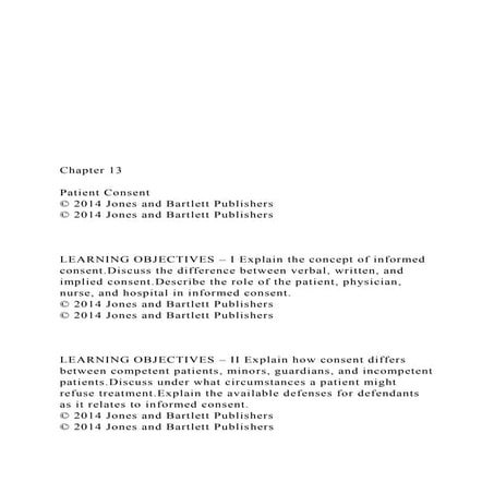 Chapter 13Patient Consent© 2014 Jones and .docx