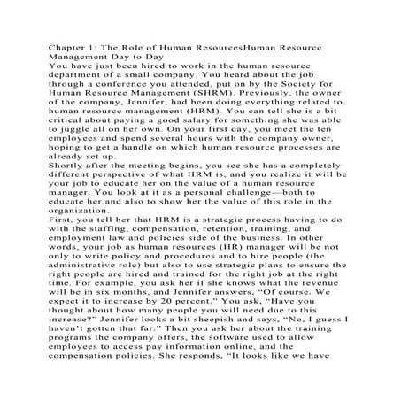 Chapter 1 The Role of Human ResourcesHuman Resource Management Day .docx