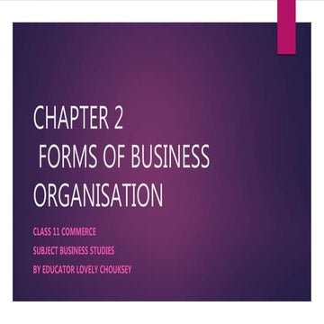  Forms of Business Organization