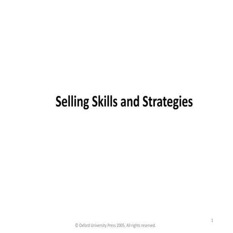 Selling skills and strategies