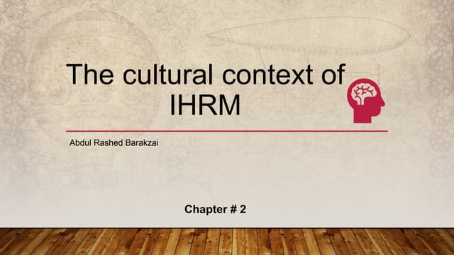 The cultural context of IHRM