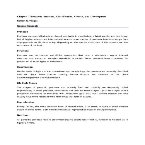Chapter 77 protozoa