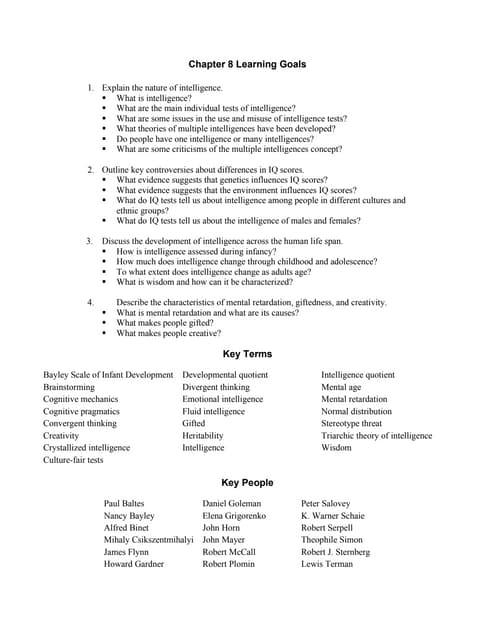Chapter 8 learning goals