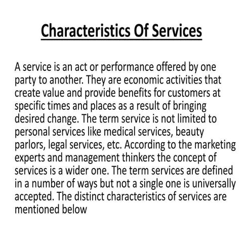 Characteristics of services
